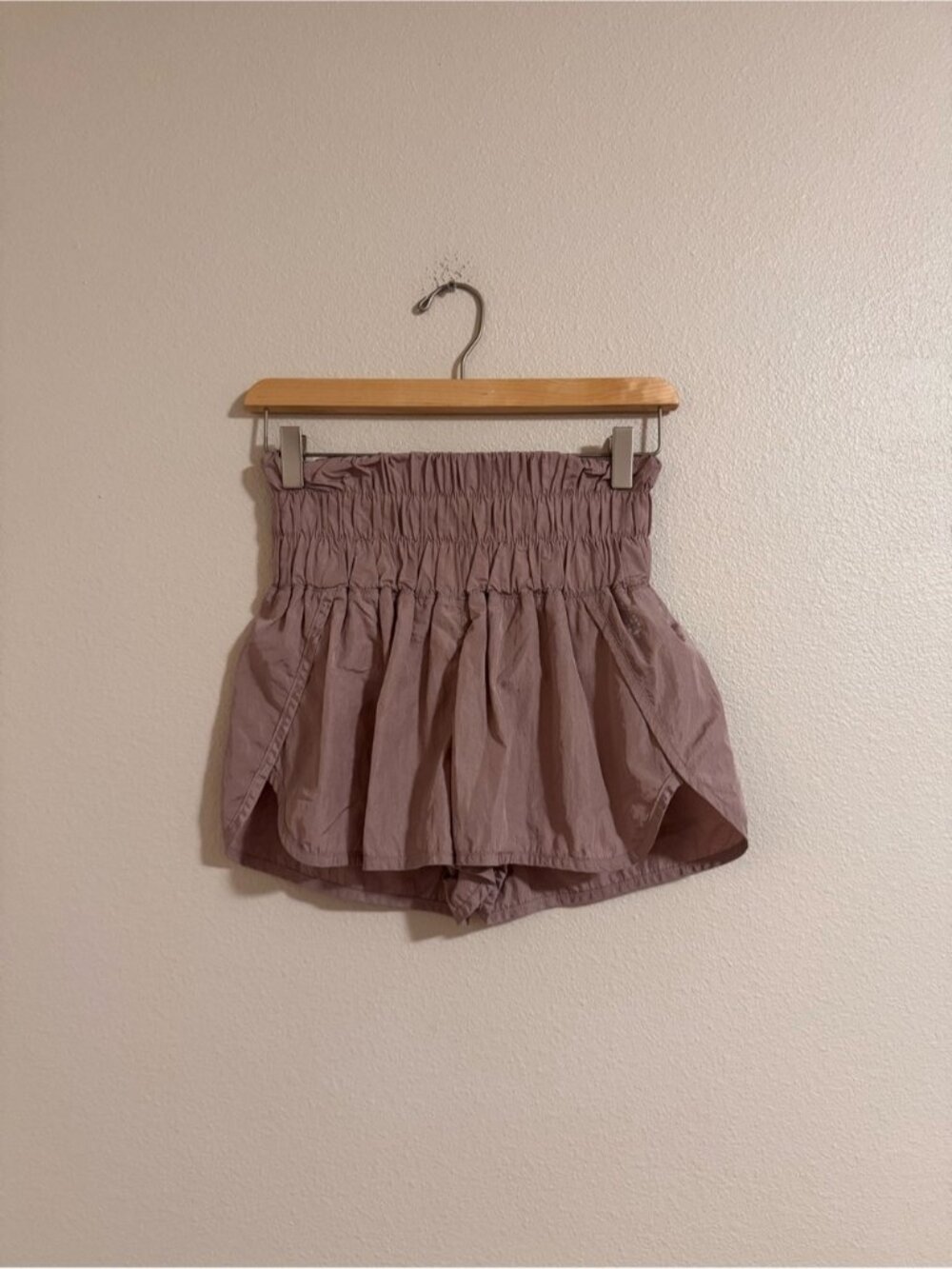 Free people movement High-Waist Smocked Mauve Women's Shorts